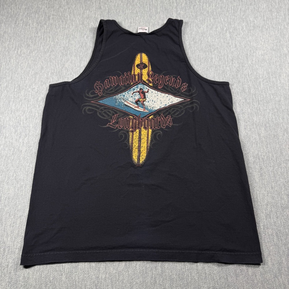 Murina Tank Top Men XL Black Hawaiian Legend Longboards Surf Graphic Cotton Tee